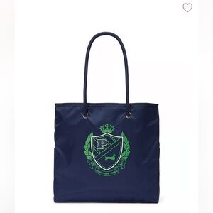 PINK Victoria's Secret Navy Tote with Green Emblem